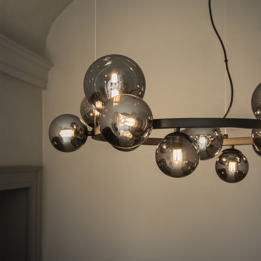 Ideal Lux - LED Luster na lanku PERLAGE 11xG9/3W/230V pr. 73 cm čierna/dymová