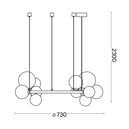 Ideal Lux - LED Luster na lanku PERLAGE 11xG9/3W/230V pr. 73 cm čierna/dymová