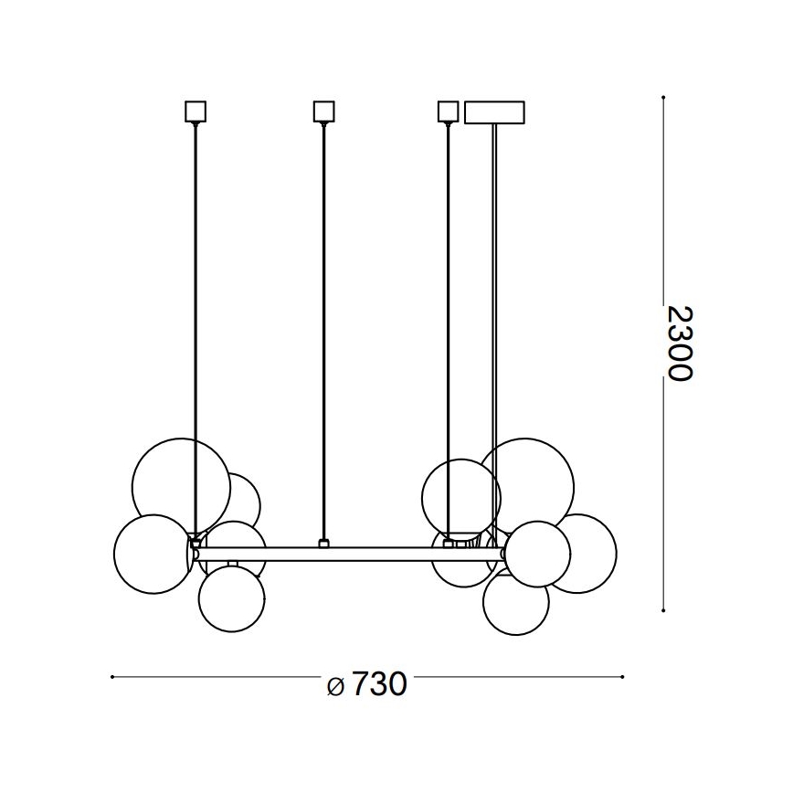 Ideal Lux - LED Luster na lanku PERLAGE 11xG9/3W/230V pr. 73 cm čierna/dymová