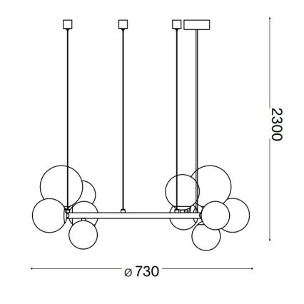 Ideal Lux - LED Luster na lanku PERLAGE 11xG9/3W/230V pr. 73 cm zlatá/dymová