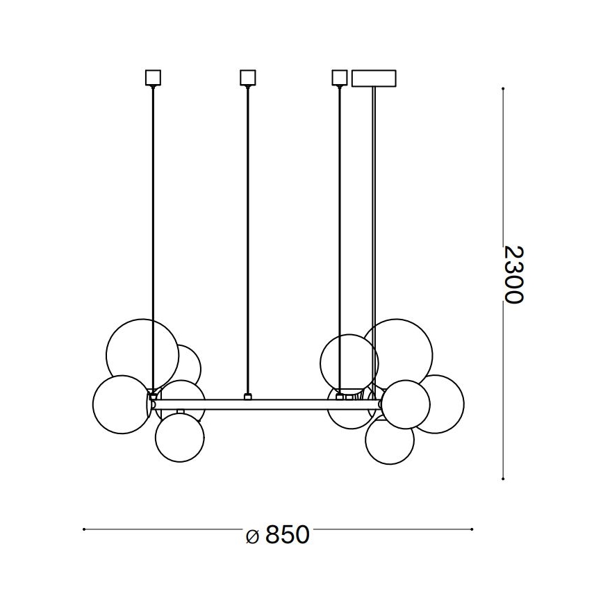 Ideal Lux - LED Luster na lanku PERLAGE 14xG9/3W/230V pr. 85 cm čierna/dymová