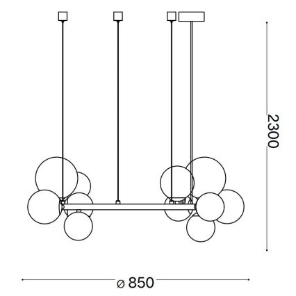 Ideal Lux - LED Luster na lanku PERLAGE 14xG9/3W/230V pr. 85 cm zlatá/dymová
