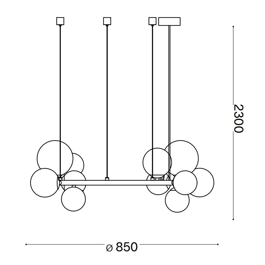 Ideal Lux - LED Luster na lanku PERLAGE 14xG9/3W/230V pr. 85 cm zlatá/dymová