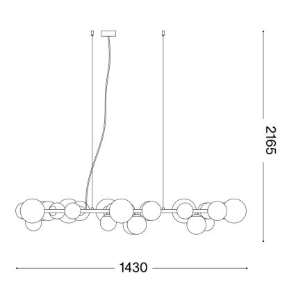 Ideal Lux - LED Luster na lanku PERLAGE 30xG9/3W/230V 143 cm čierna/dymová