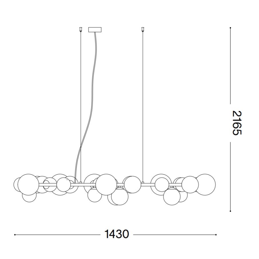 Ideal Lux - LED Luster na lanku PERLAGE 30xG9/3W/230V 143 cm čierna/dymová