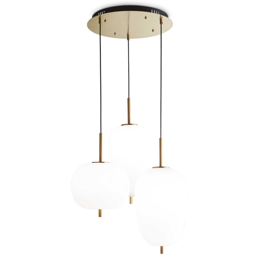 Ideal Lux - LED Luster na lanku UMILE LED/55W/230V pr. 60 cm CRI 90 mosadz/biela