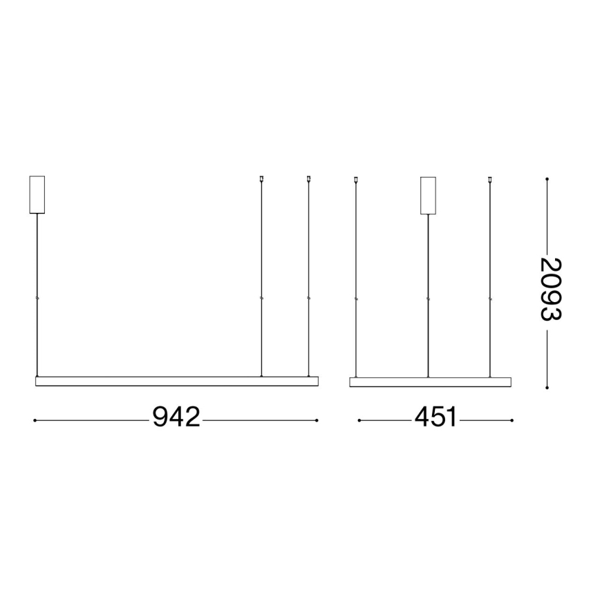 Ideal Lux - LED Luster na lanku WAVES LED/37W/230V CRI 90 čierna