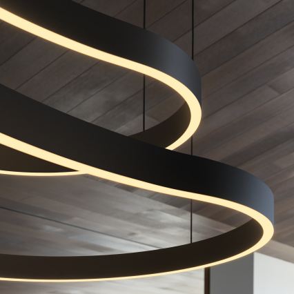 Ideal Lux - LED Luster na lanku WAVES LED/45W/230V CRI 90 čierna