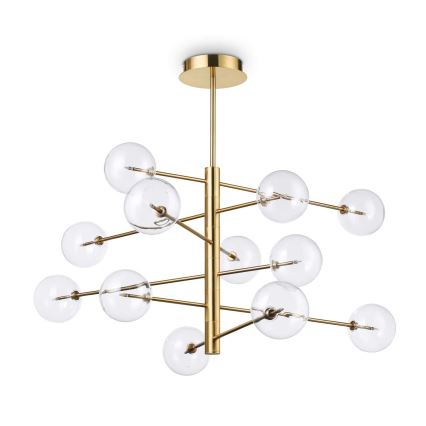 Ideal Lux - LED Luster na tyči EQUINOXE 12xG4/2W/230V pr. 124 cm mosadz/číra
