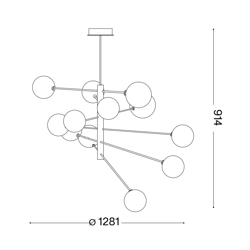 Ideal Lux - LED Luster na tyči EQUINOXE 12xG4/2W/230V pr. 128,1 cm lesklý chróm/dymová