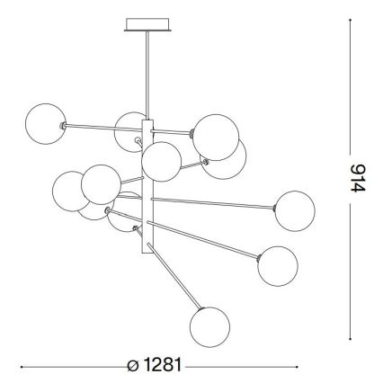 Ideal Lux - LED Luster na tyči EQUINOXE 12xG4/2W/230V pr. 128,1 cm mosadz/dymová