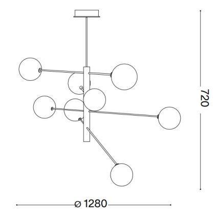 Ideal Lux - LED Luster na tyči EQUINOXE 8xG4/2W/230V pr. 128 cm mosadz/dymová