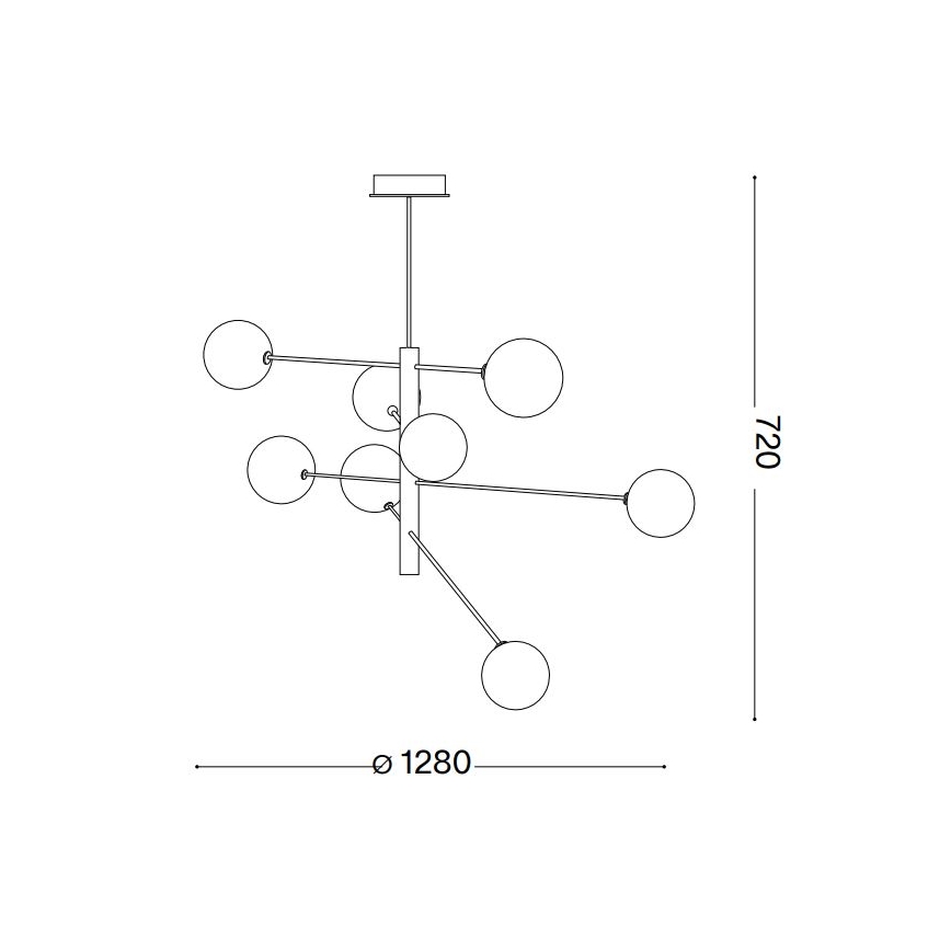Ideal Lux - LED Luster na tyči EQUINOXE 8xG4/2W/230V pr. 128 cm mosadz/dymová