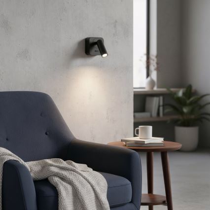 Ideal Lux - LED Nástenné bodové svietidlo BEAN LED/3W/230V CRI 90 čierna