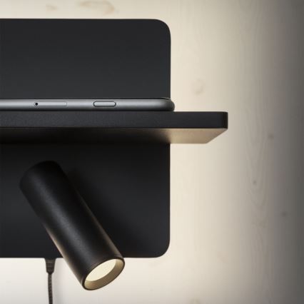 Ideal Lux - LED nástenné bodové svietidlo PIANO LED/10W/230V CRI 90 USB čierne