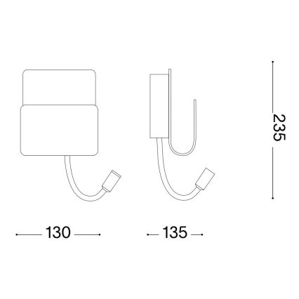 Ideal Lux - LED Nástenné bodové svietidlo s flexibilná lampičkou PROBE LED/9,5W/230V USB CRI 90 biela