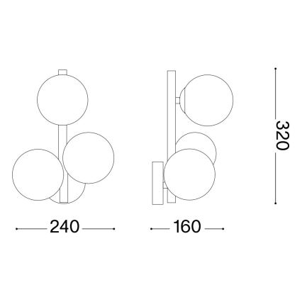 Ideal Lux - LED nástenné svietidlo PERLAGE 3xG9/3W/230V čierna/dymová čierna