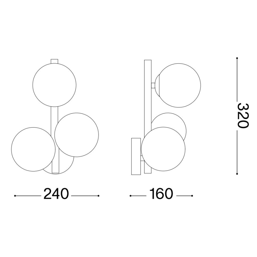 Ideal Lux - LED Nástenné svietidlo PERLAGE 3xG9/3W/230V zlatá/dymová