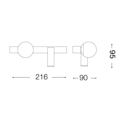 Ideal Lux - LED Nástenné svietidlo PING PONG 2xLED/3W/230V CRI 90 čierna