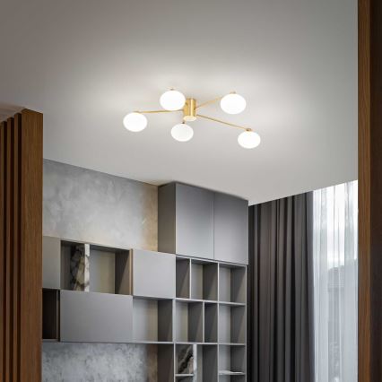 Ideal Lux - LED Prisadený luster HERMES 5xG9/3W/230V pr. 90 cm zlatá