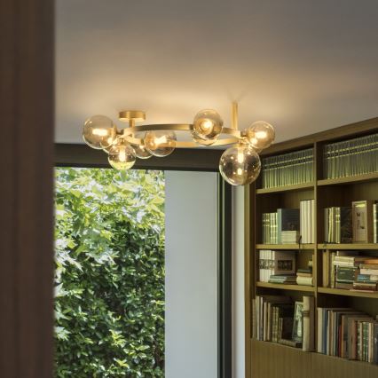 Ideal Lux - LED prisadený luster PERLAGE 10xG9/3W/230V pr. 70 cm zlatá/dymová béžová