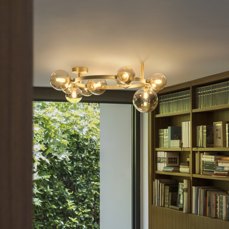 Ideal Lux - LED prisadený luster PERLAGE 10xG9/3W/230V pr. 70 cm zlatá/dymová béžová