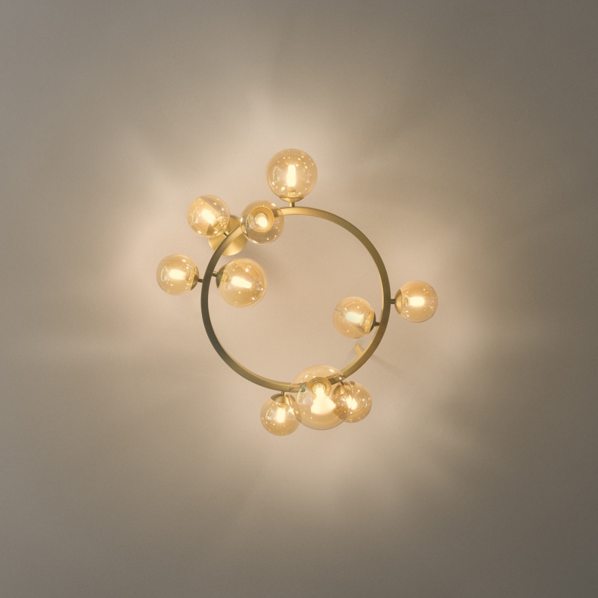 Ideal Lux - LED prisadený luster PERLAGE 10xG9/3W/230V pr. 70 cm zlatá/dymová béžová