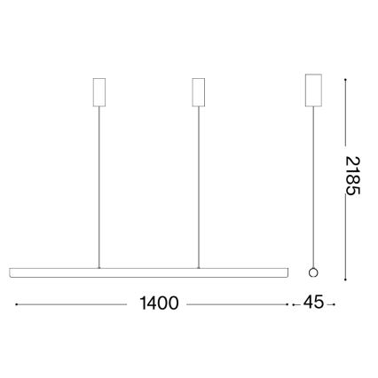 Ideal Lux - LED stmievateľný závesný luster na lane DORICA LED/35W/230V CRI 90 140 cm zlatá