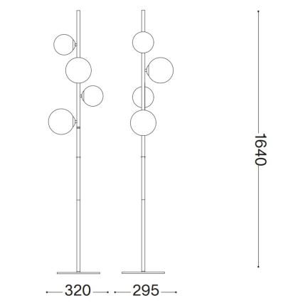 Ideal Lux - LED Stojacia lampa PERLAGE 4xG9/3W/230V zlatá/dymová