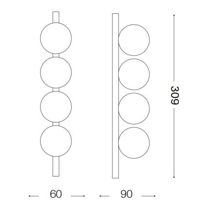 Ideal Lux - LED Stropné svietidlo PING PONG 4xLED/3W/230V CRI 90 čierna