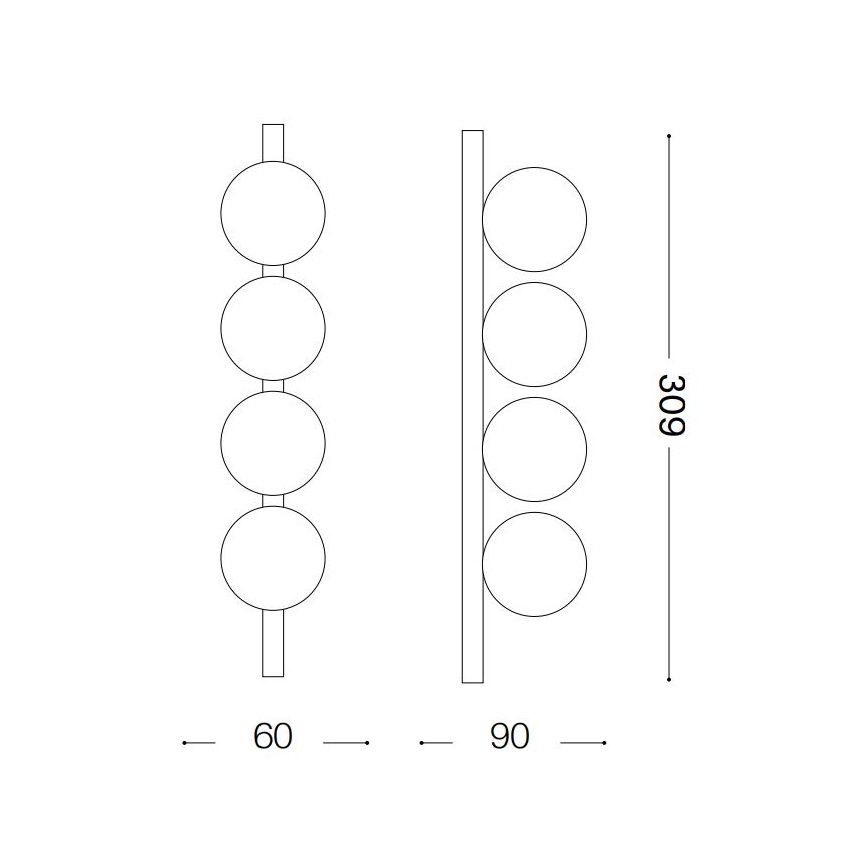 Ideal Lux - LED Stropné svietidlo PING PONG 4xLED/3W/230V CRI 90 čierna