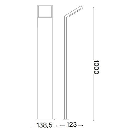 Ideal Lux - LED Vonkajšia lampa STYLE LED/8,5W/230V 4000K 100 cm CRI 90 IP54 antracit