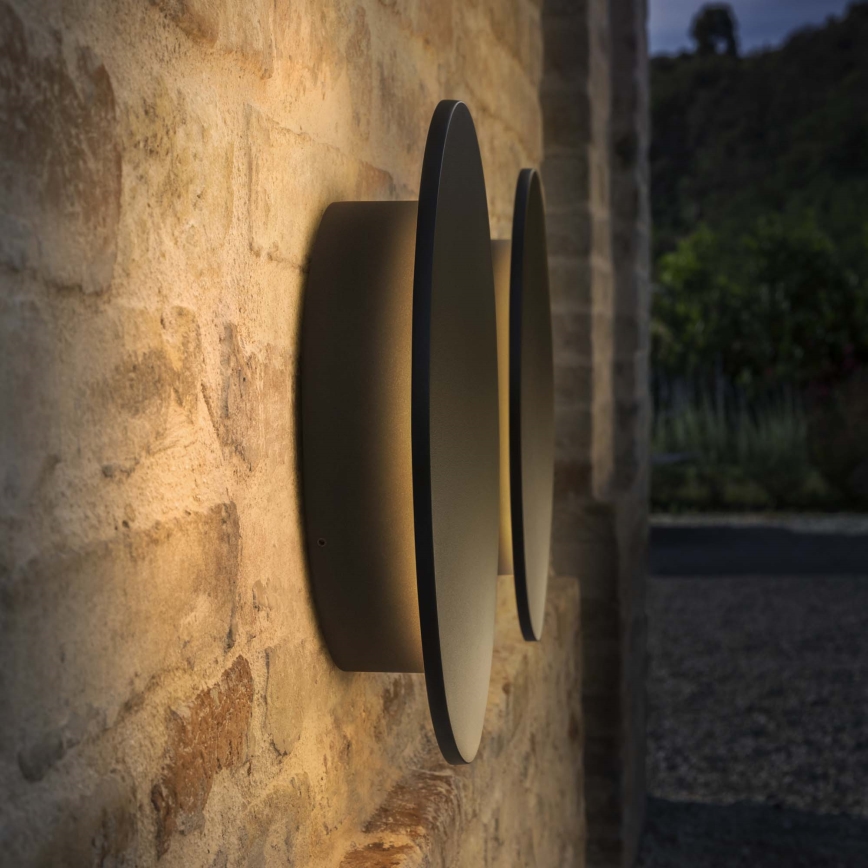 Ideal Lux - Vonkajšie nástenné LED svietidlo PUNTO, 12 W/230 V, CRI 90, priemer 24 cm, IP54, čierne