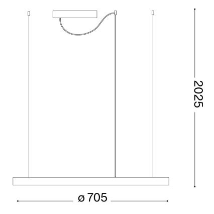 Ideal Lux - LED luster na lane ORACLE SLIM LED/37W/230V 4000K CRI 90 pr. 70 cm zlatý