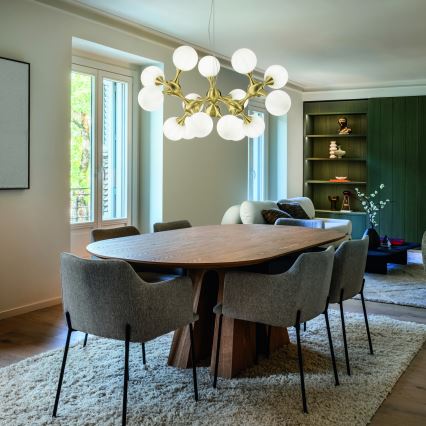 Ideal Lux - Luster na lane NODI 15xE14/28W/230V pr. 105 cm mosadz/biela