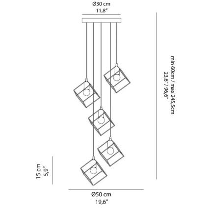 Ideal Lux - Luster na lanku ICE 5xE27/60W/230V pr. 50 cm biela