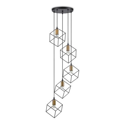 Ideal Lux - Luster na lanku ICE 5xE27/60W/230V pr. 50 cm čierna