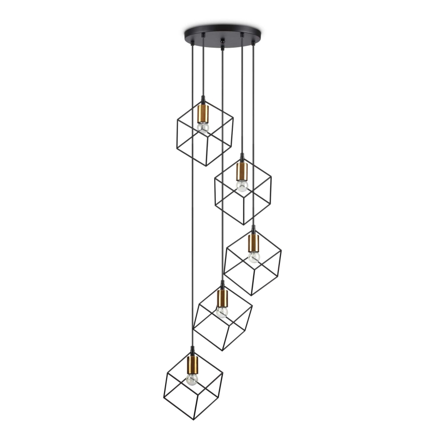 Ideal Lux - Luster na lanku ICE 5xE27/60W/230V pr. 50 cm čierna