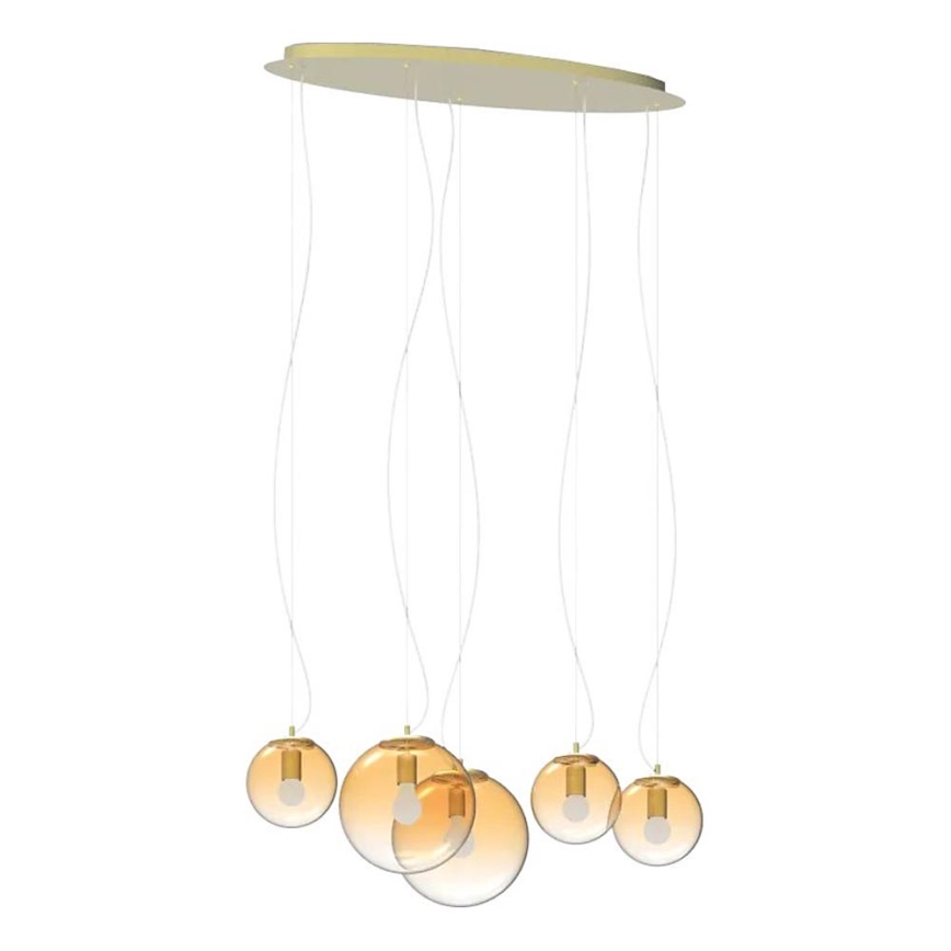 Ideal Lux - Luster na lanku MAPA 5xE27/42W/230V zlatá/dymová