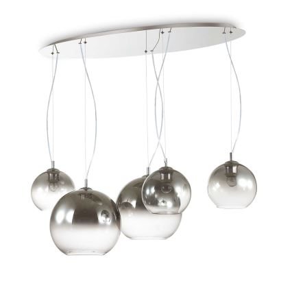 Ideal Lux - Luster na lanku NEMO PLUS 5xE27/42W/230V lesklý chróm/dymovo sivá