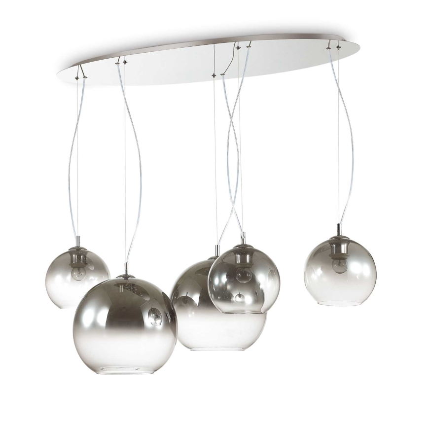 Ideal Lux - Luster na lanku NEMO PLUS 5xE27/42W/230V lesklý chróm/dymovo sivá