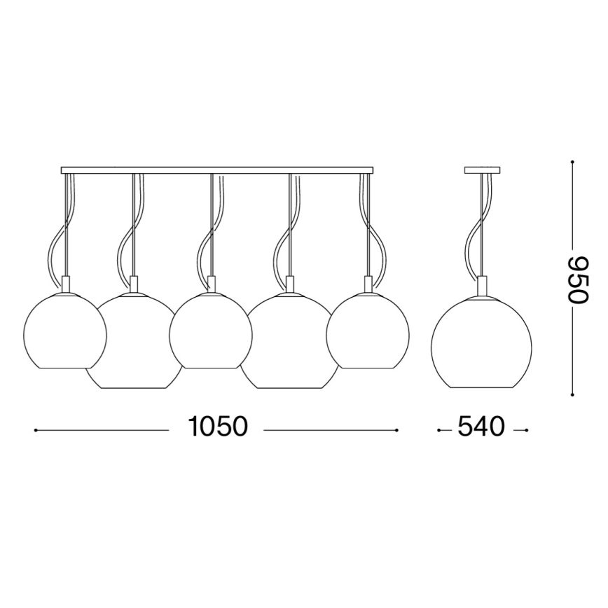 Ideal Lux - Luster na lanku NEMO PLUS 5xE27/42W/230V lesklý chróm/dymovo sivá