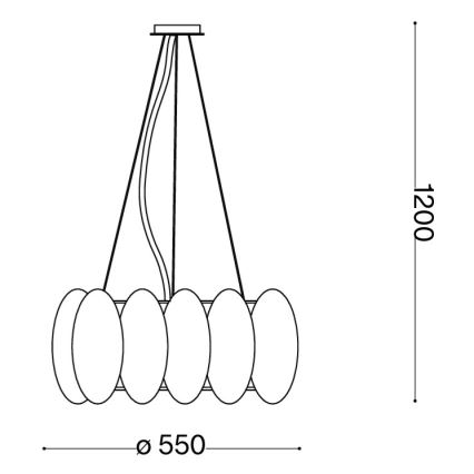 Ideal Lux - Luster na lanku OVALINO 8xE27/60W/230V priemer 55 cm biely