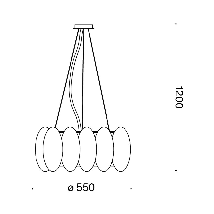 Ideal Lux - Luster na lanku OVALINO 8xE27/60W/230V priemer 55 cm biely