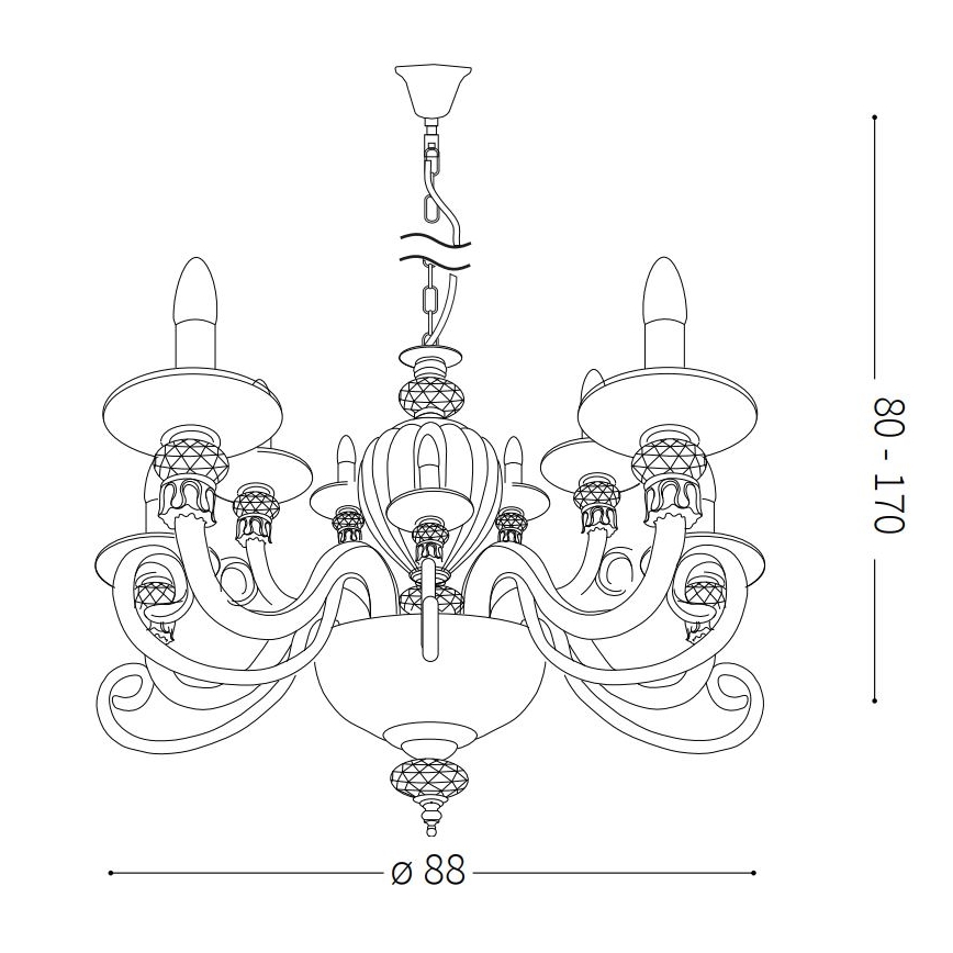 Ideal Lux - Luster na reťazi BARONET 15xE14/40W/230V pr. 88 cm červená