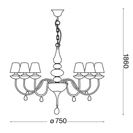 Ideal Lux - Luster na reťazi BLANCHE 6xE14/40W/230V pr. 75 cm biela