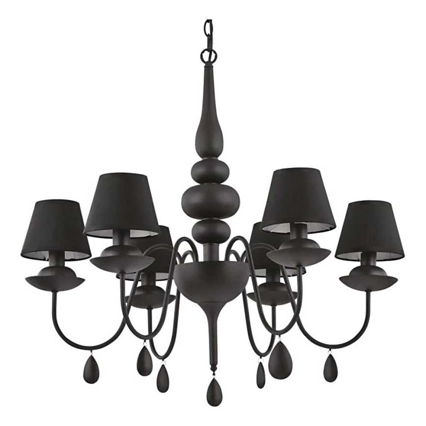 Ideal Lux - Luster na reťazi BLANCHE 6xE14/4W/230V pr. 75 cm čierna