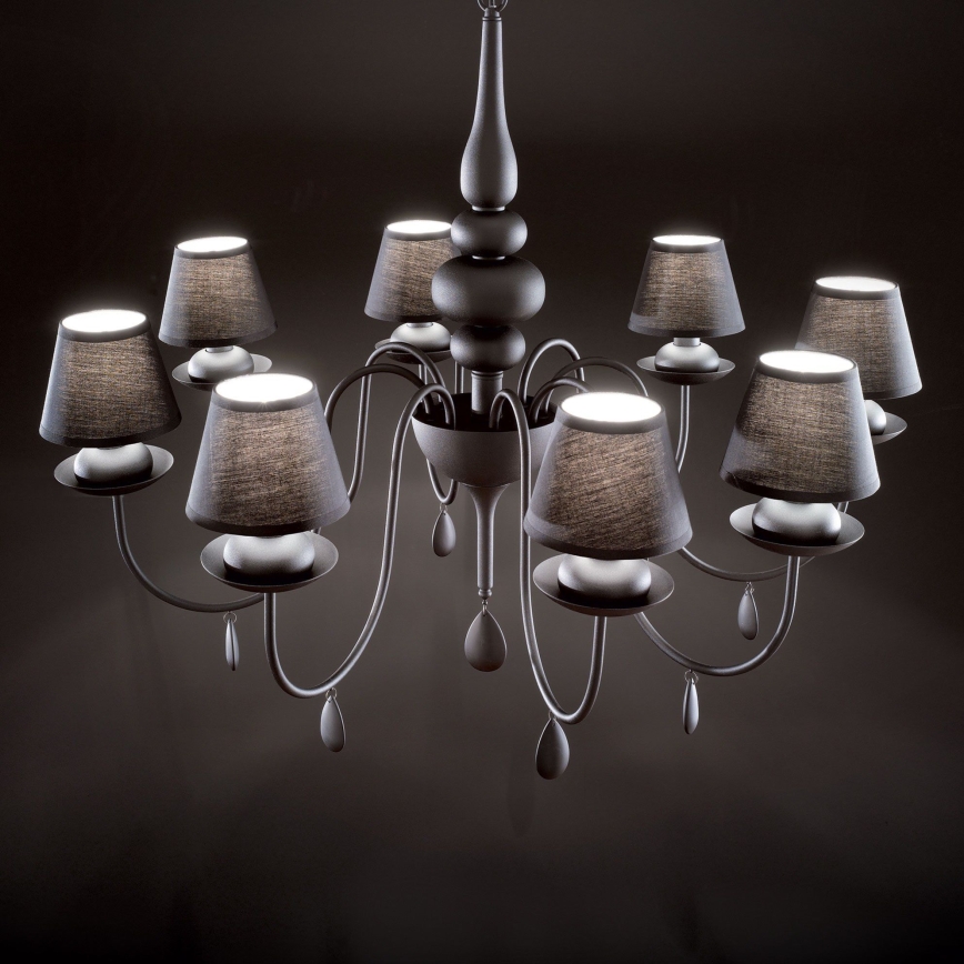Ideal Lux - Luster na reťazi BLANCHE 8xE14/40W/230V pr. 92 cm čierna