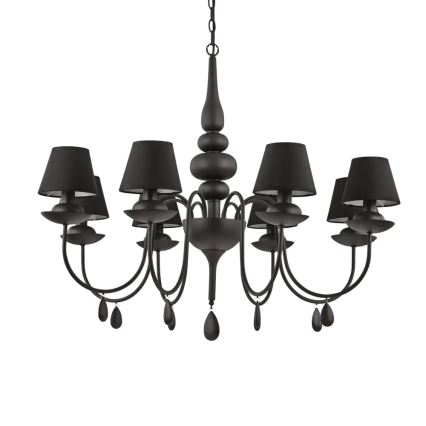 Ideal Lux - Luster na reťazi BLANCHE 8xE14/40W/230V pr. 92 cm čierna