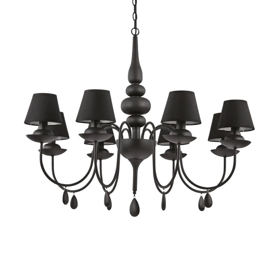 Ideal Lux - Luster na reťazi BLANCHE 8xE14/40W/230V pr. 92 cm čierna